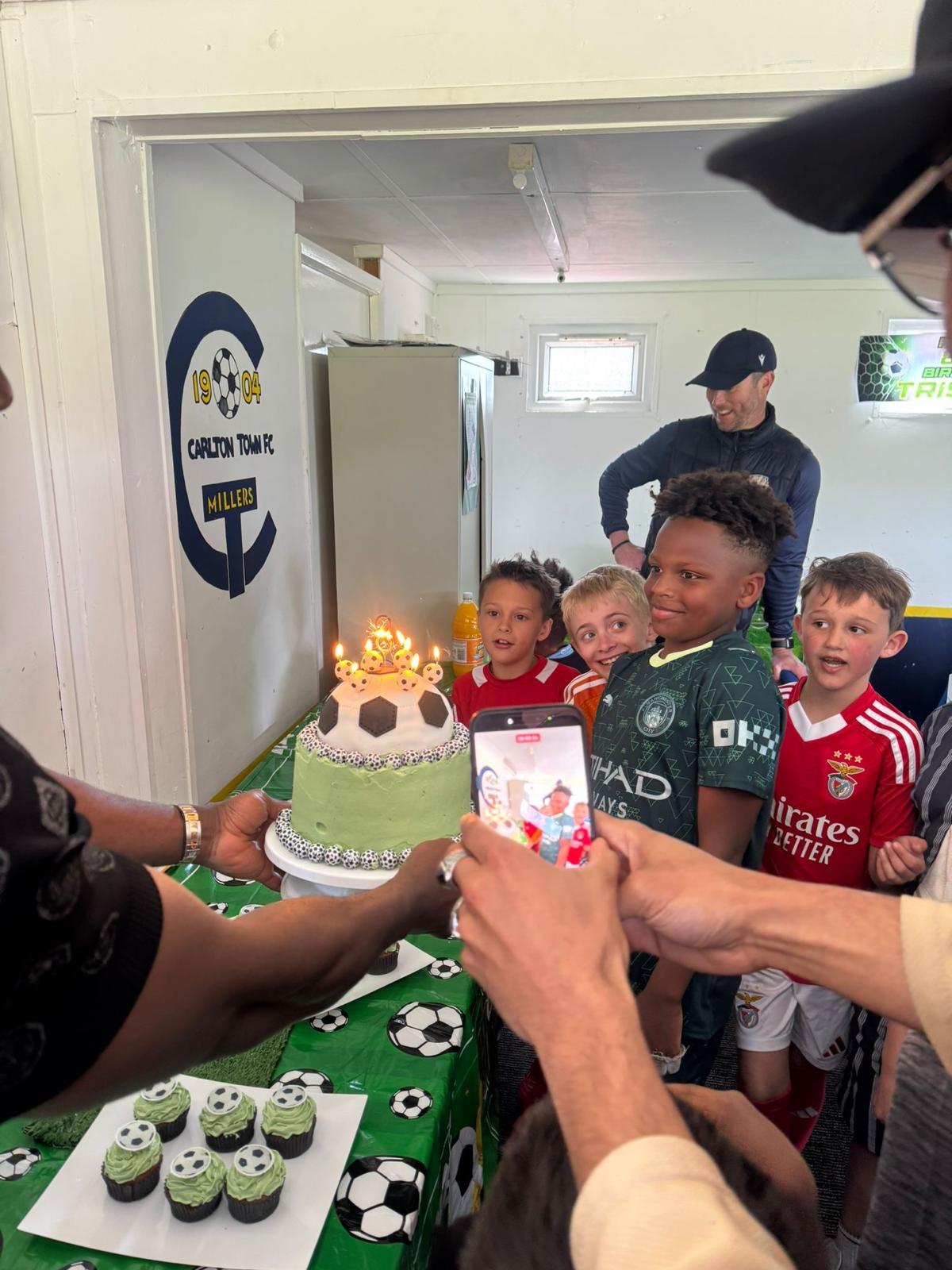 Football themed birthday party for children at Bill Stokeld Stadium, Gedling, Nottingham